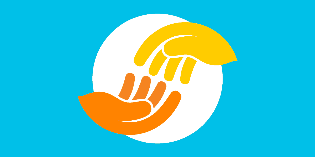 animated illustration showing two hands giving to each other, representing how a nonprofit streamlines its accounting with quickbooks online and can give more to students