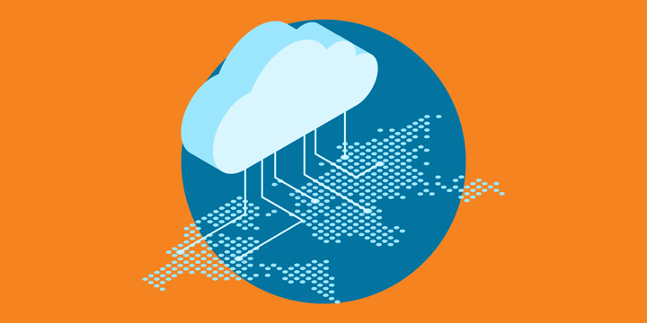 illustration of a cloud uploading data from all over the world, representing how nonprofits can benefit from amazon web services cloud storage