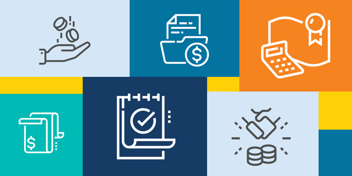 illustration of different forms of financial transactions, representing amazon web services imagine grants for nonprofits