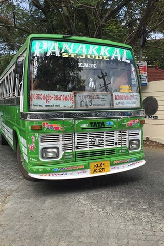 front view of a parked bus