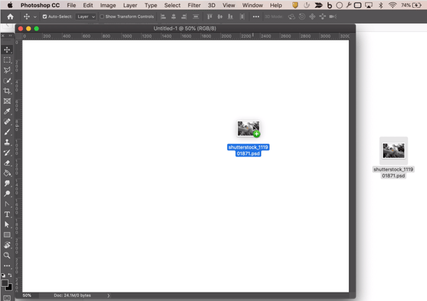 dragging an image into a Photoshop document