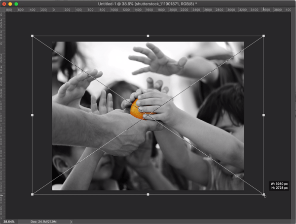 flyer photo in Photoshop showing resizing handles