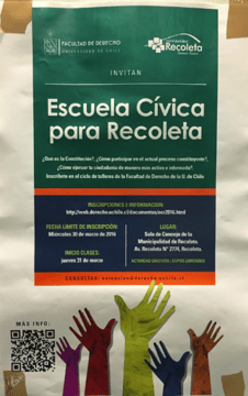 poster in Spanish that promotes a school that teaches people all the ways they can engage in their community