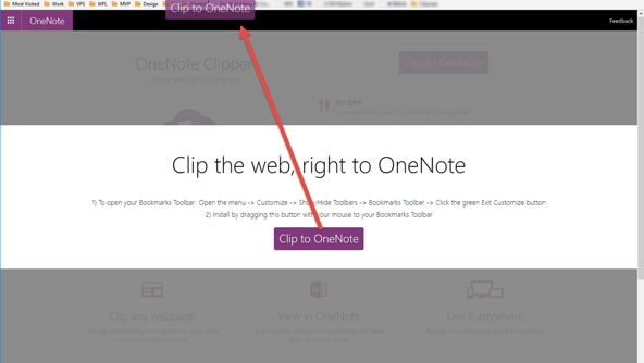 the Clip to OneNote button