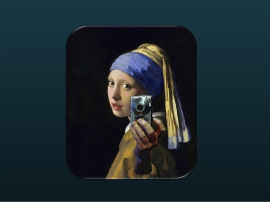 Vermeer painting of Girl with a Pearl Earring with the girl holding a camera