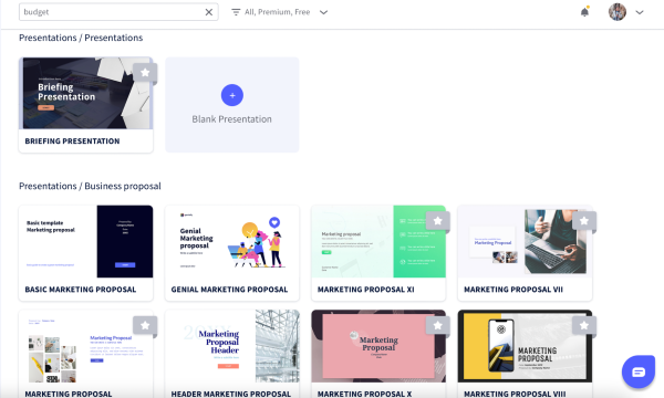 screen capture showing nine Genially presentation templates