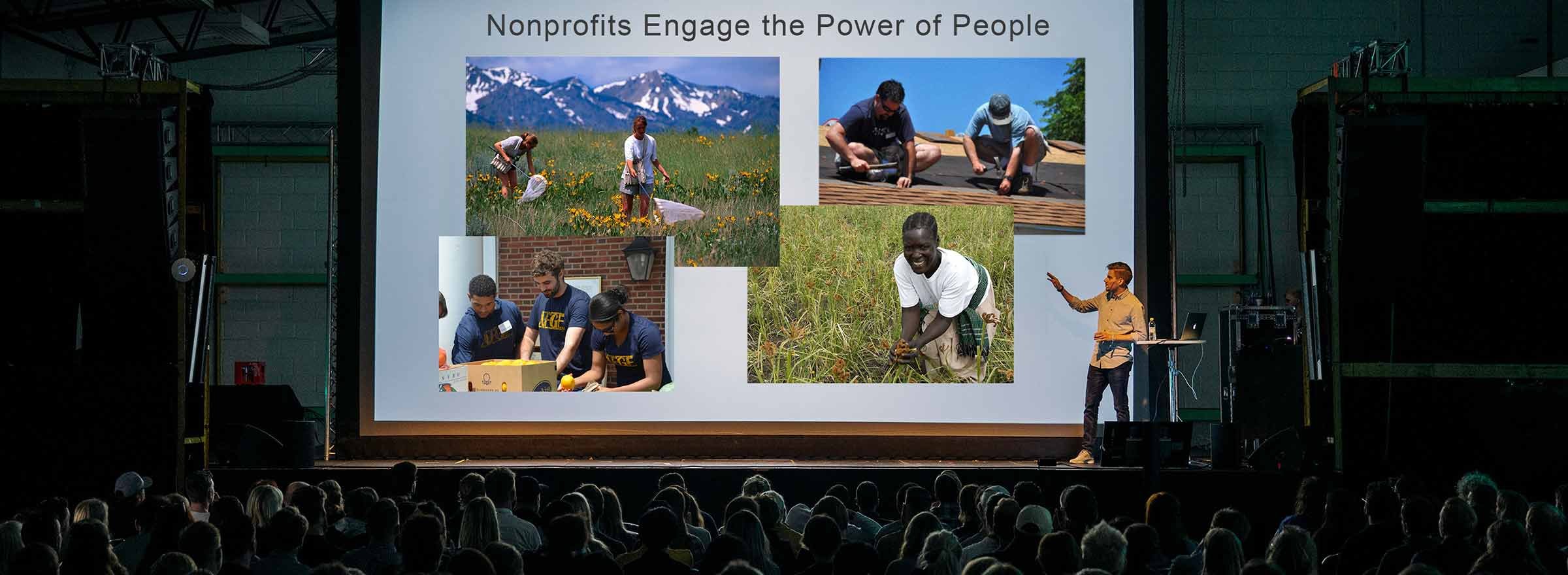 person giving a nonprofit powerpoint presentation