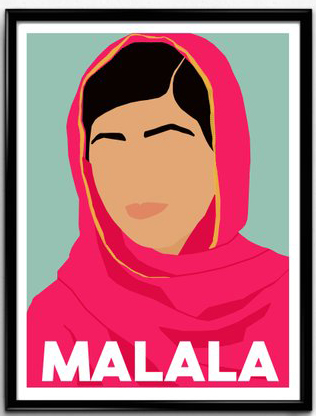 minimalist poster of Malala Yousafzai