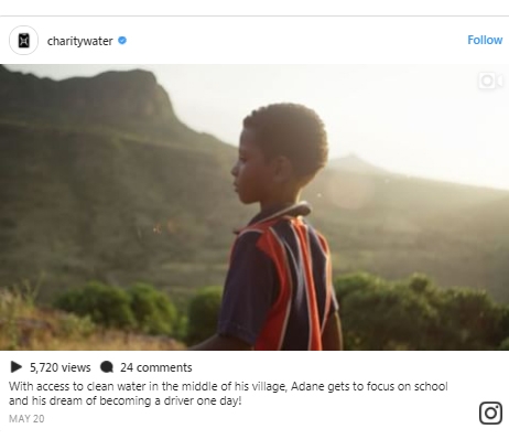 charity: water instagram post