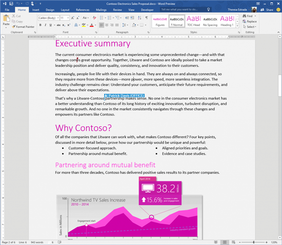 Real time typing feature demonstrated in Word
